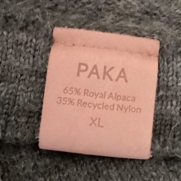 Paka Handmade Olive Green Alpaca Knit Sweater With a Hood Size XL - Picture 8 of 8